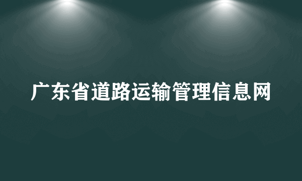 广东省道路运输管理信息网