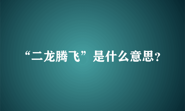 “二龙腾飞”是什么意思？