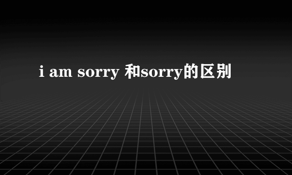 i am sorry 和sorry的区别