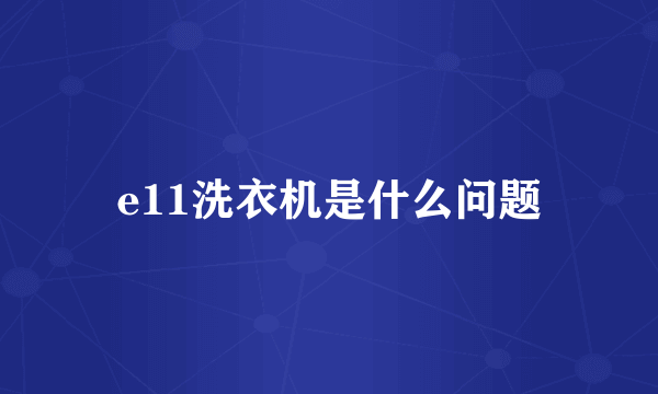 e11洗衣机是什么问题