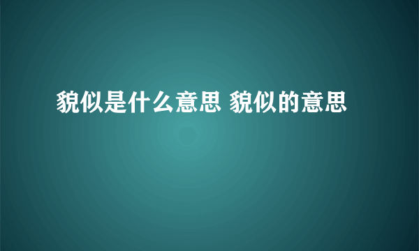 貌似是什么意思 貌似的意思