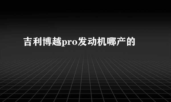 吉利博越pro发动机哪产的