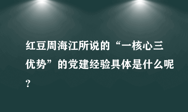 红豆周海江所说的“一核心三优势”的党建经验具体是什么呢？