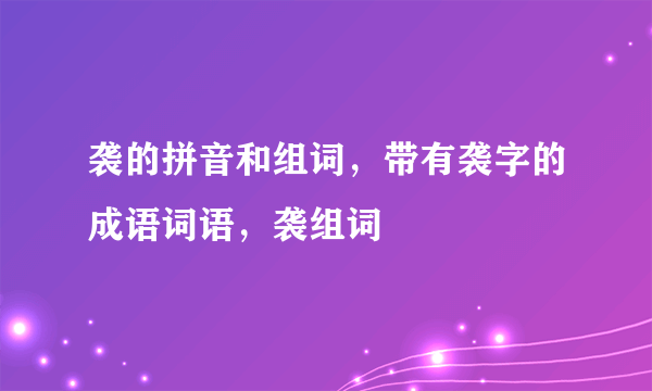 袭的拼音和组词，带有袭字的成语词语，袭组词