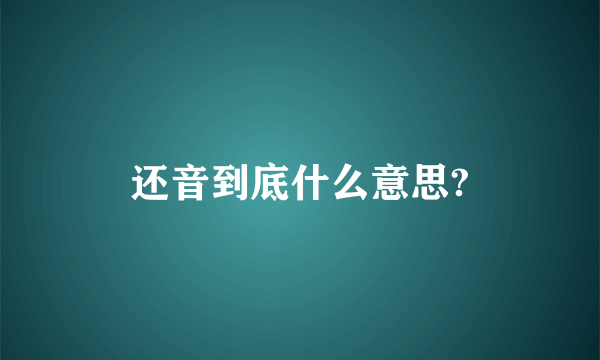 还音到底什么意思?