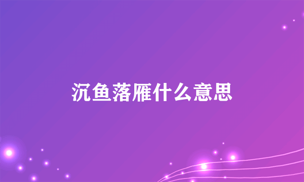 沉鱼落雁什么意思