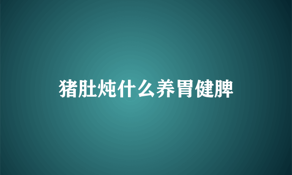 猪肚炖什么养胃健脾