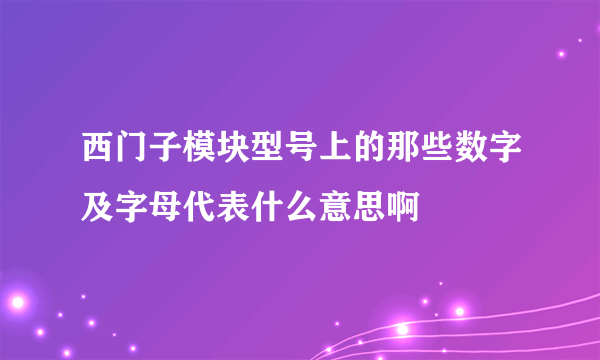 西门子模块型号上的那些数字及字母代表什么意思啊