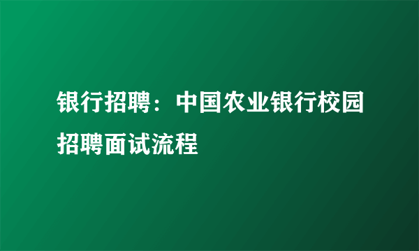 银行招聘：中国农业银行校园招聘面试流程