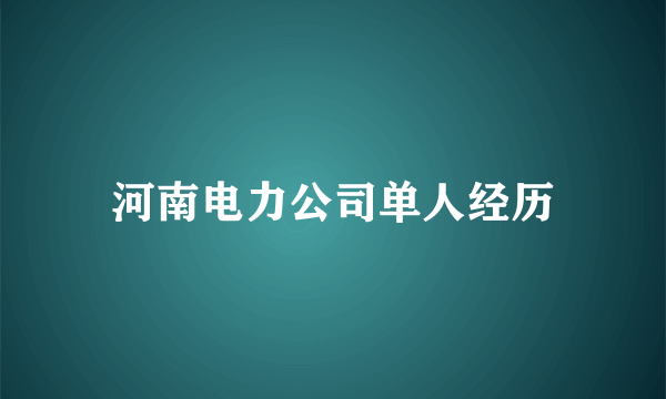 河南电力公司单人经历