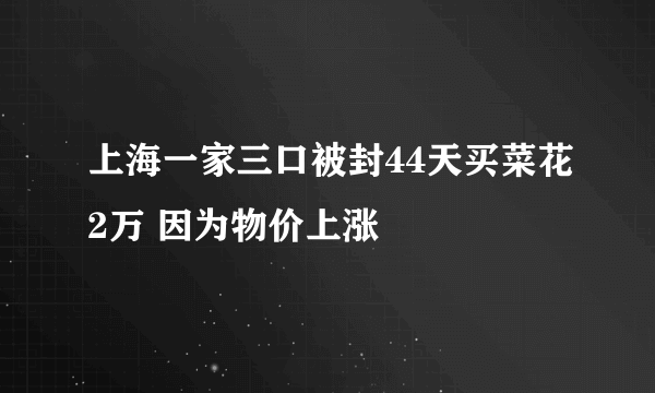 上海一家三口被封44天买菜花2万 因为物价上涨