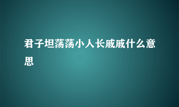 君子坦荡荡小人长戚戚什么意思