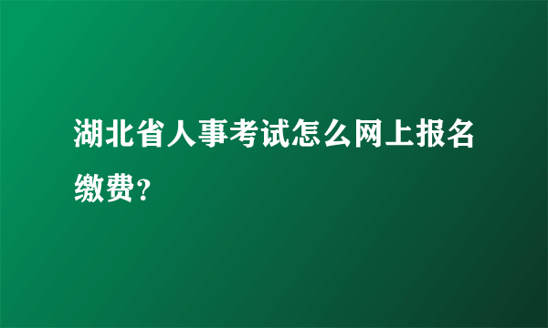 湖北省人事考试怎么网上报名缴费？