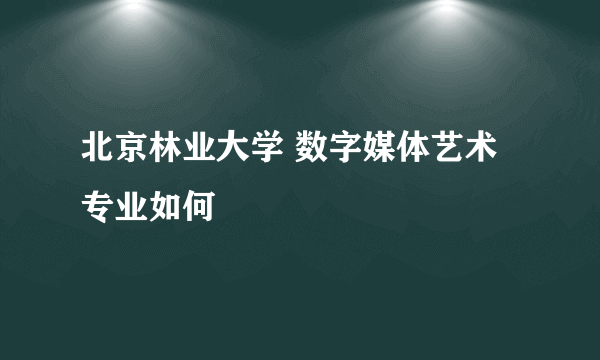 北京林业大学 数字媒体艺术 专业如何