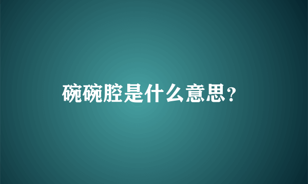 碗碗腔是什么意思？