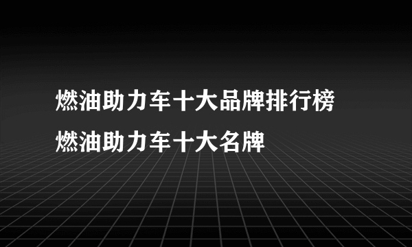 燃油助力车十大品牌排行榜 燃油助力车十大名牌