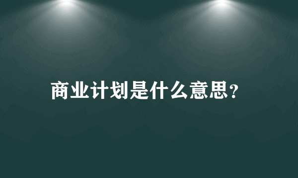 商业计划是什么意思？