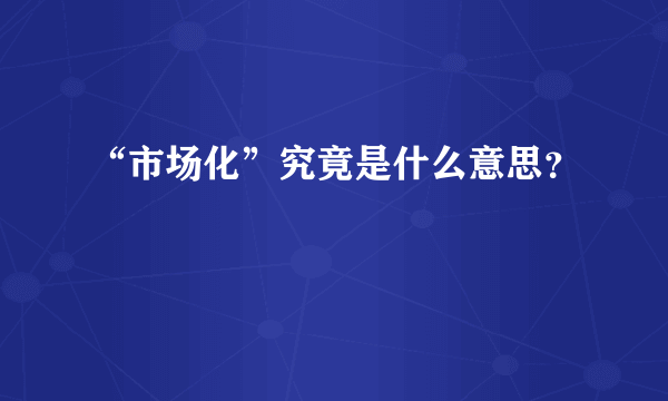 “市场化”究竟是什么意思？