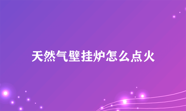 天然气壁挂炉怎么点火