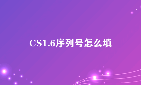 CS1.6序列号怎么填