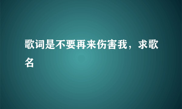 歌词是不要再来伤害我，求歌名