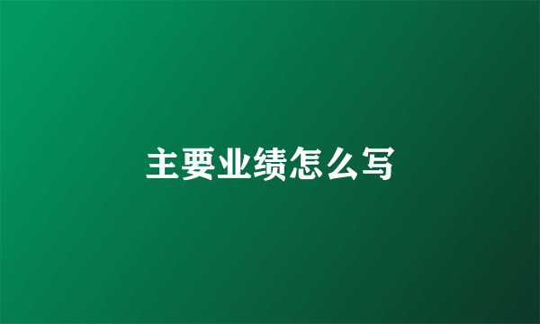 主要业绩怎么写