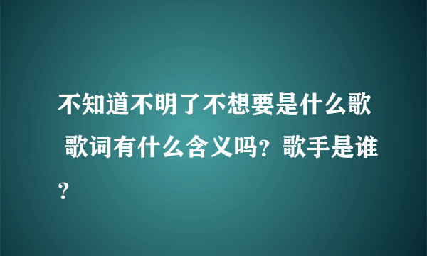 不知道不明了不想要是什么歌 歌词有什么含义吗？歌手是谁？