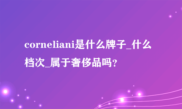 corneliani是什么牌子_什么档次_属于奢侈品吗？