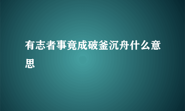 有志者事竟成破釜沉舟什么意思