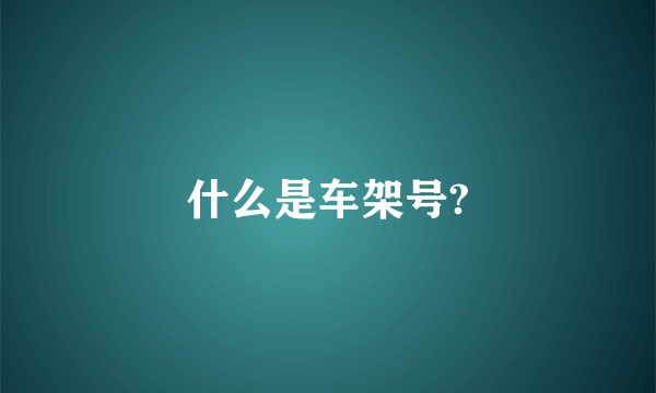 什么是车架号?