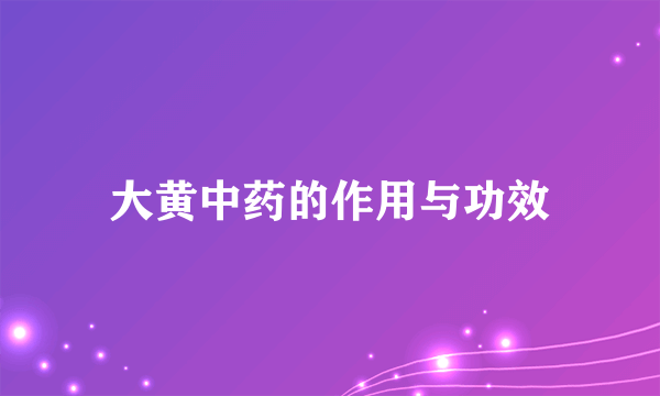 大黄中药的作用与功效