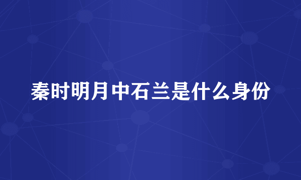 秦时明月中石兰是什么身份