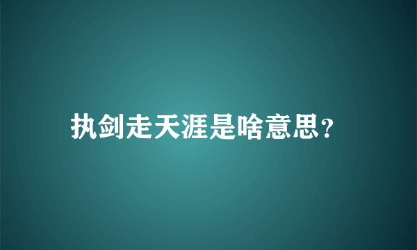 执剑走天涯是啥意思？