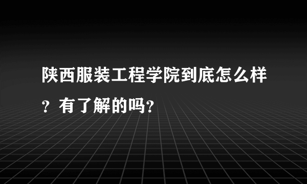 陕西服装工程学院到底怎么样？有了解的吗？