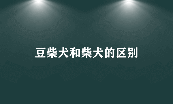 豆柴犬和柴犬的区别